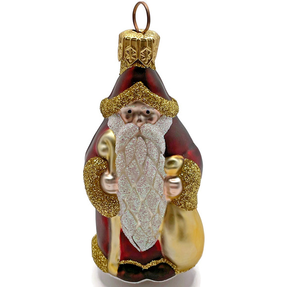 Patricia Breen Ornament Woodland Santa Claus Bordeaux Gold Christmas Tree Decor - Picture 2 of 10